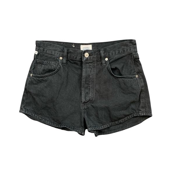 Citizens Of Humanity Shorts Women 26 Faded Black Abita Button Fly Micro Denim - Picture 1 of 12